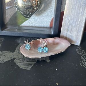 Silver and Blue Earrings and Pendant